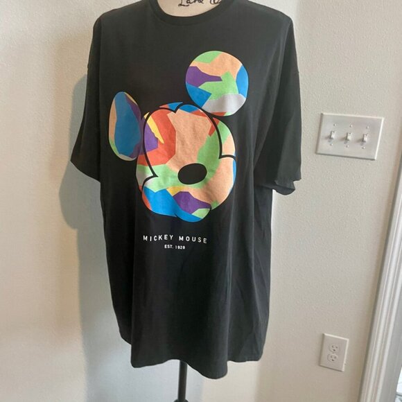 NEFF DISNEY BLACK T-SHIRT COLORFUL MICKEY MOUSE HEAD SIZE XXL KAWAII EMO - Picture 16 of 16